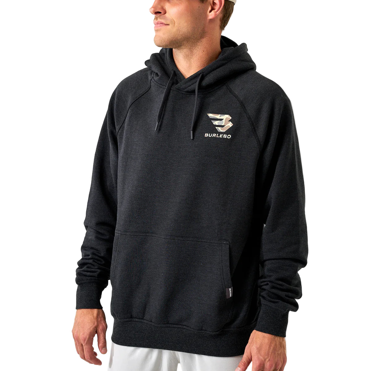 Men's Burlebo Heather Black Fleece Camo Signature Logo Hoodie 