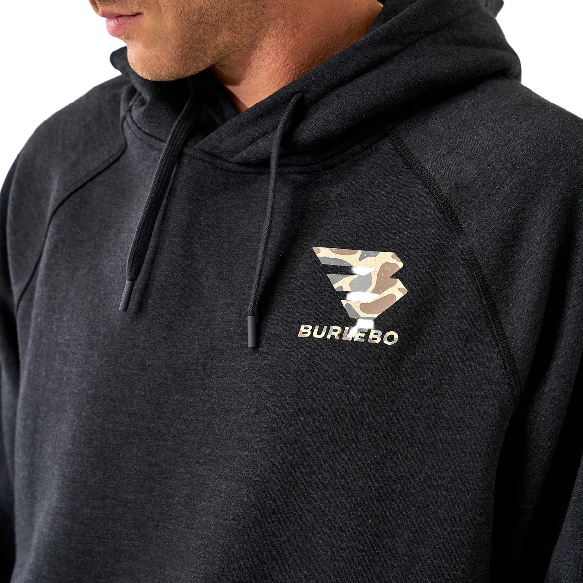 Men's Burlebo Heather Black Fleece Camo Signature Logo Hoodie 