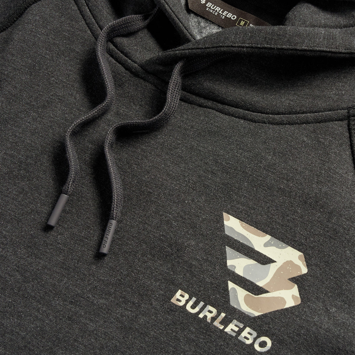 Men's Burlebo Heather Black Fleece Camo Signature Logo Hoodie 