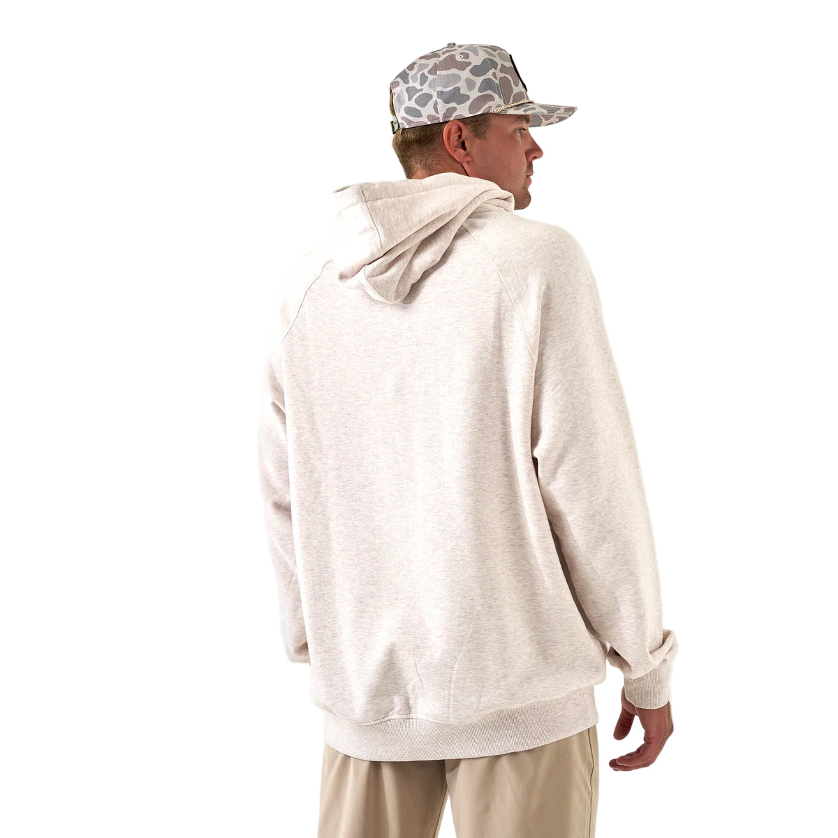 Men's Burlebo Whitetail Deer Camo Heather Oatmeal Fleece Hoodie