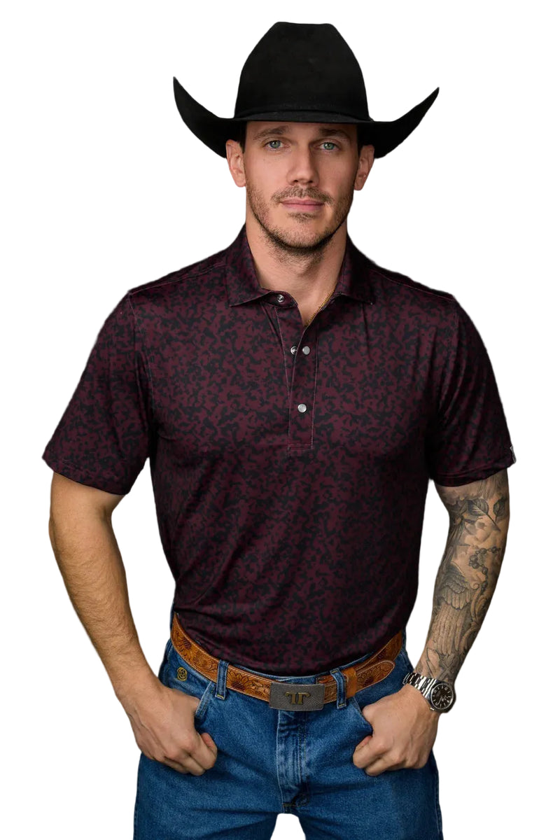 Ferrell Men's The Grant Pearl Snap Polo In Maroon FP1026151