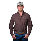 Men's Ferrell The Silas in Brown Long Sleeve Snap Shirt FPL1002571