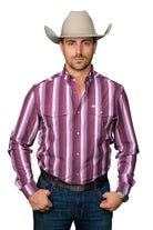 Ferrell Men's The Tristan Long Sleeve Pearl Snap Shirt In Maroon FPL1026182