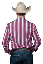 Ferrell Men's The Tristan Long Sleeve Pearl Snap Shirt In Maroon FPL1026182