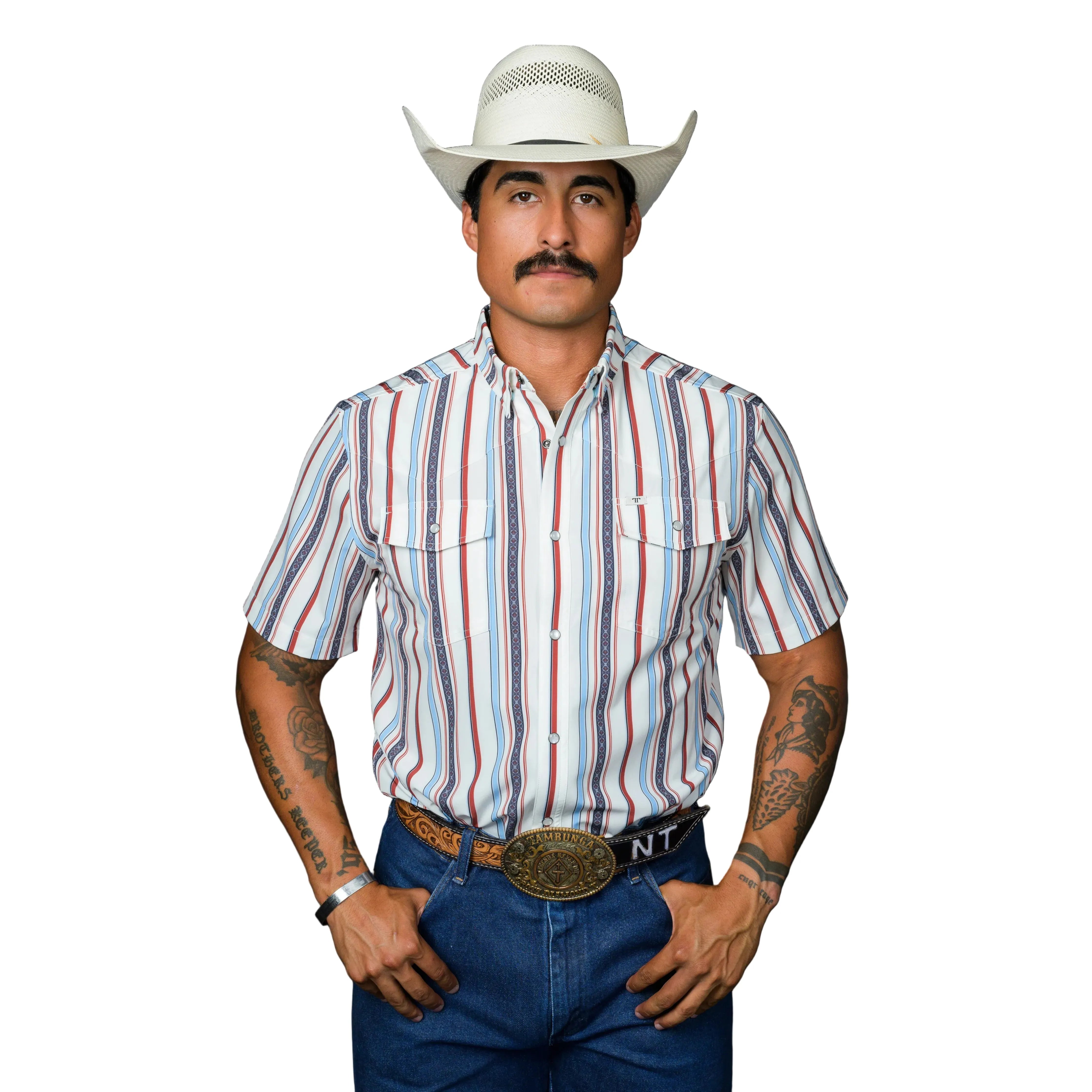 Men's Ferrell White Short Sleeve Snap "The Brooks" Shirt FPS1026002