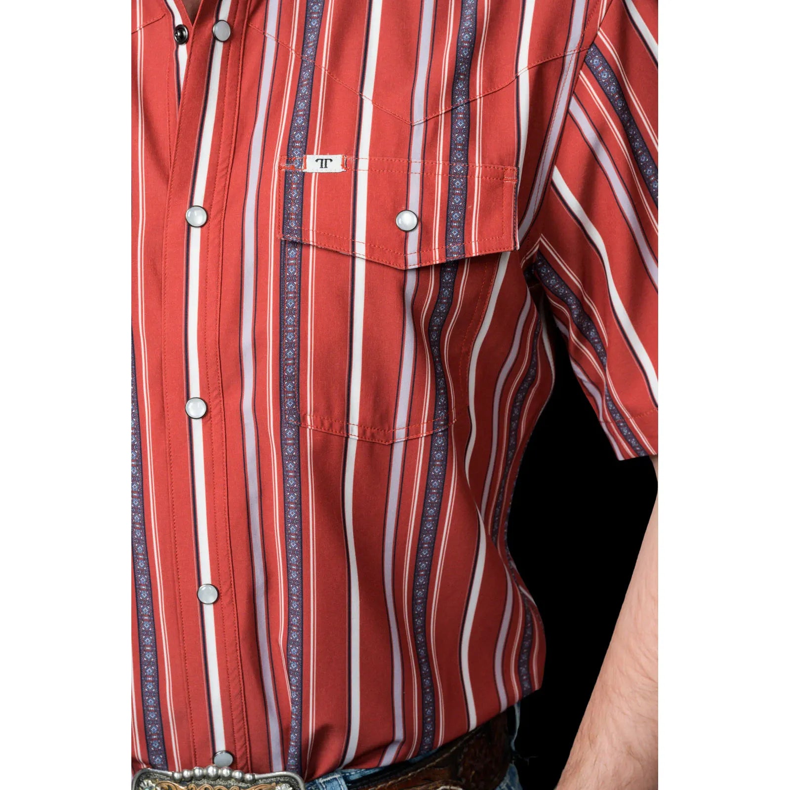 Men's Ferrell Short Sleeve Snap The Brooks in Red Shirt FPS1026003