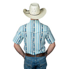 Men's Ferrell Short Sleeve "The Post" In Blue Snap Shirt FPS1026032