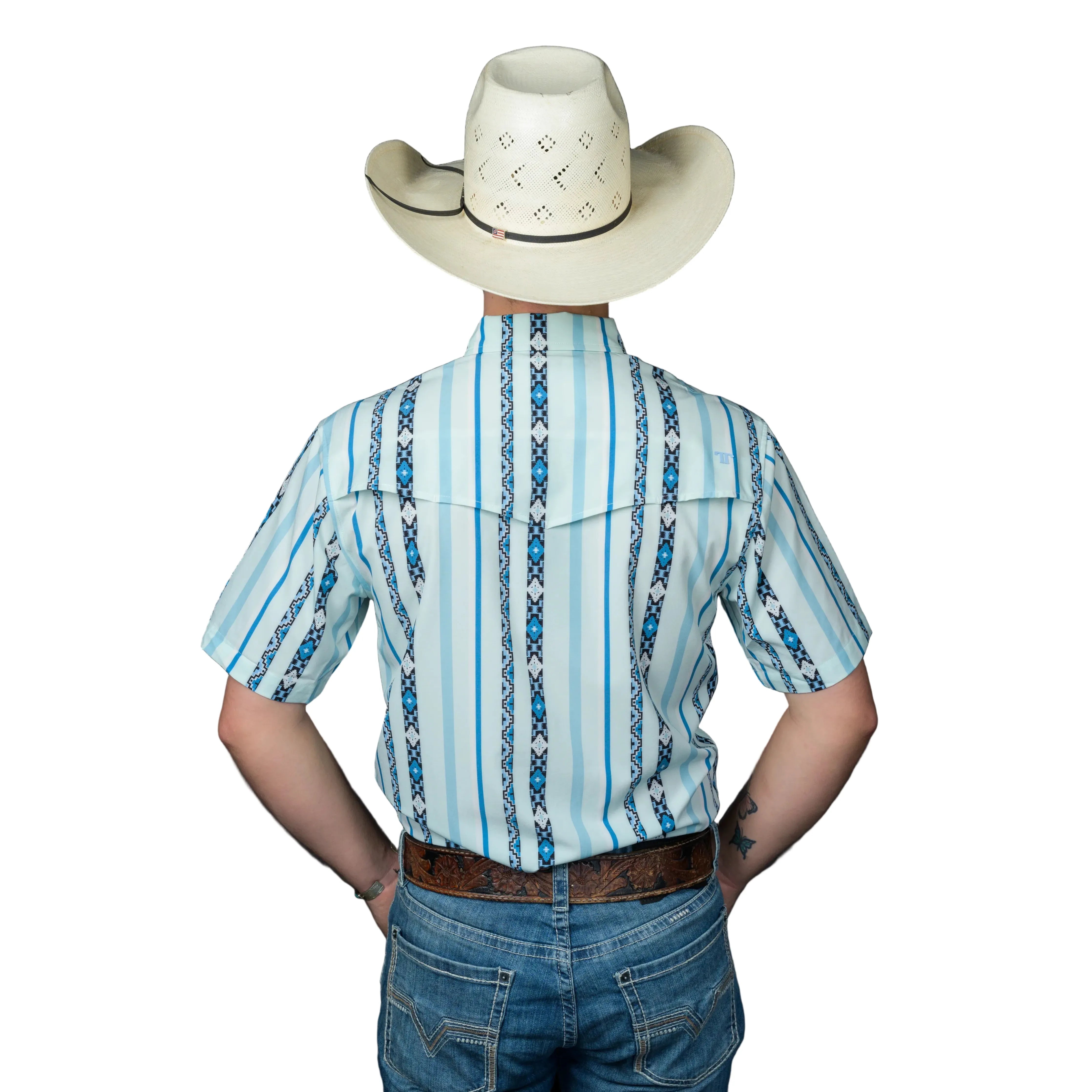 Men's Ferrell Short Sleeve "The Post" In Blue Snap Shirt FPS1026032