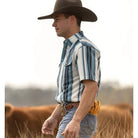 Men's Ferrell Short Sleeve "The Harrison" In Blue Snap Shirt FPS1026038