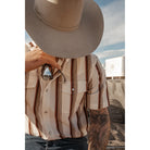 Men's Ferrell Short Sleeve "The Tristan" Brown Snap Shirt FPS1026049