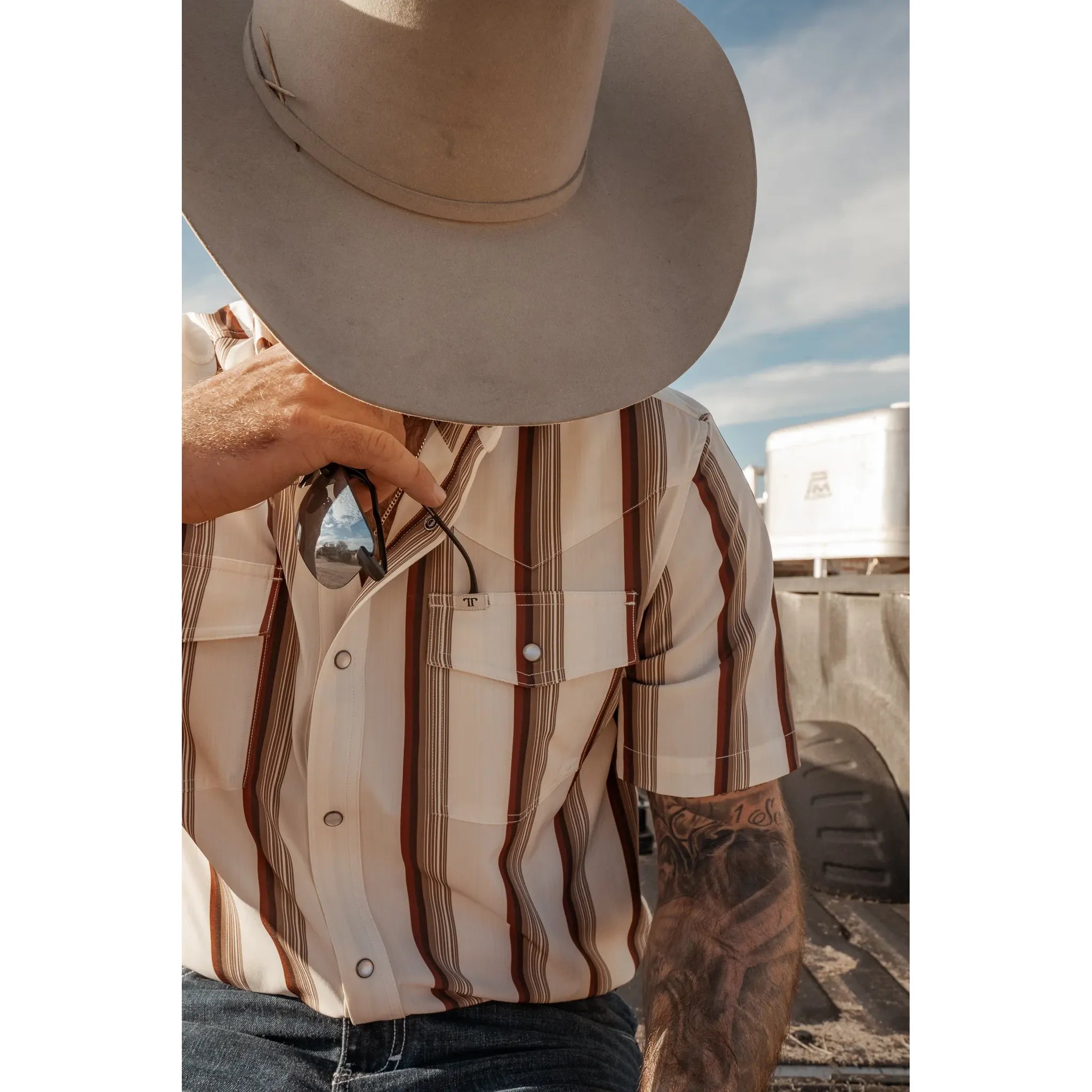 Men's Ferrell Short Sleeve "The Tristan" Brown Snap Shirt FPS1026049