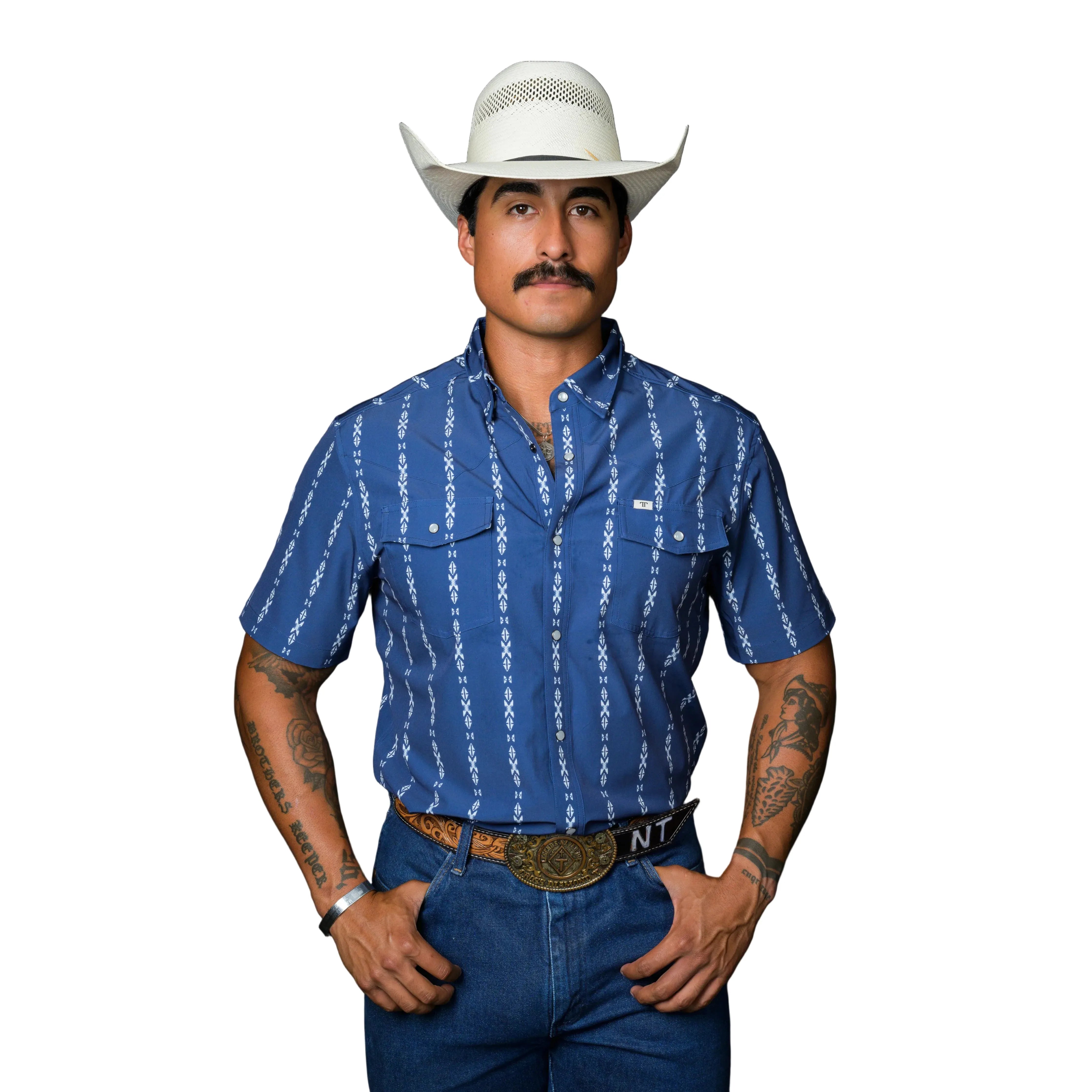 Men's Ferrell Blue Short Sleeve "The Maverick" Shirt FPS1026064