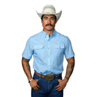 Men's Ferrell Light Blue "The Carson" Short Sleeve Snap Shirt FPS1026069