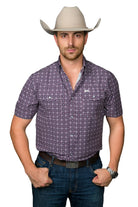 Ferrell Men's The Emerson Short Sleeve Pearl Snap Shirt In Maroon FPS1026180
