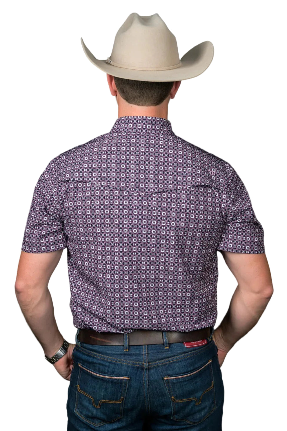 Ferrell Men's The Emerson Short Sleeve Pearl Snap Shirt In Maroon FPS1026180