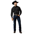 Men's Ariat Long Sleeve Black Medallion Print Fritz Classic Fit Snap Shirt 10073621