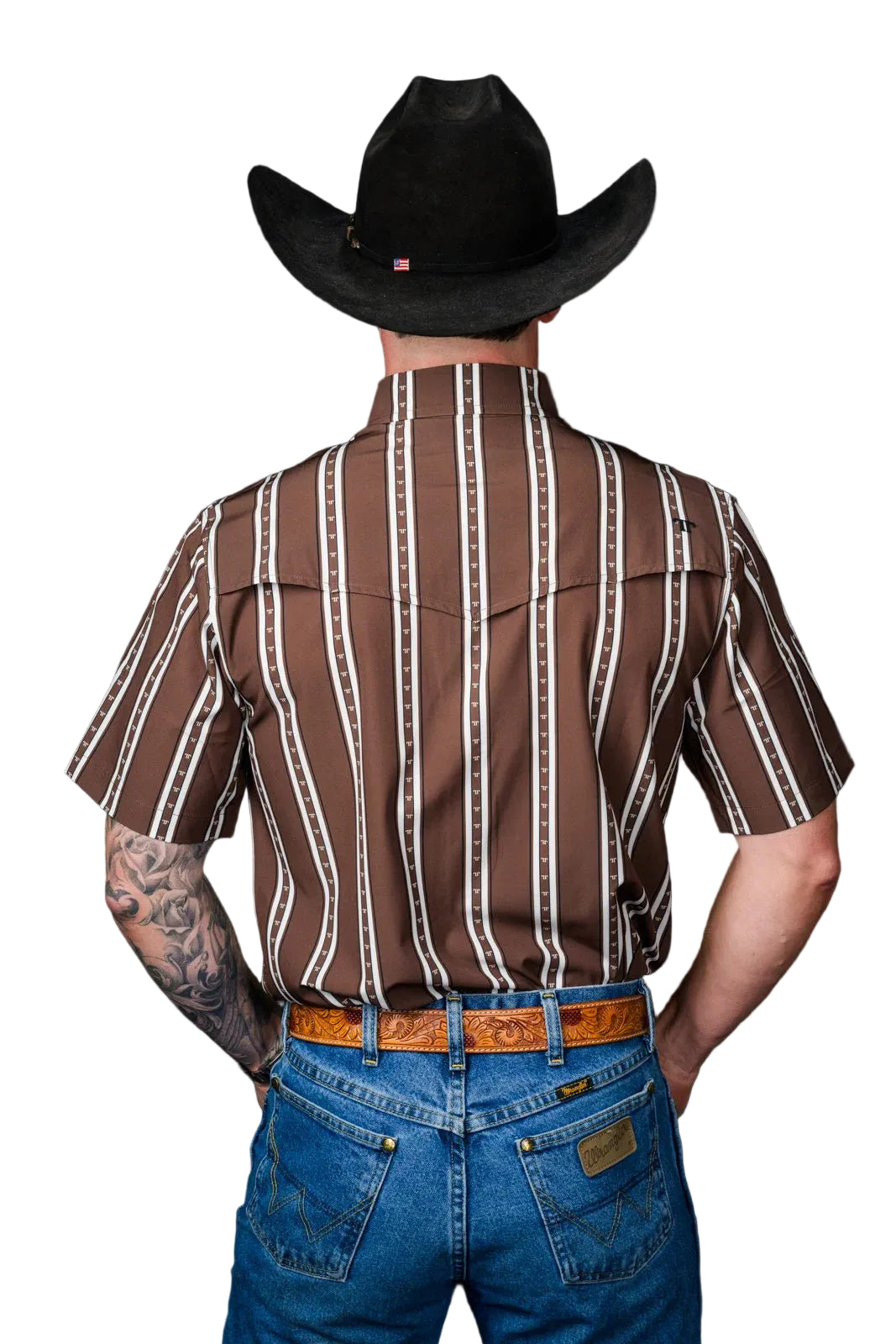 Ferrell Men's The Tucker Short Sleeve Pearl Snap Shirt in Brown FPS1026186