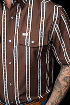 Ferrell Men's The Tucker Short Sleeve Pearl Snap Shirt in Brown FPS1026186