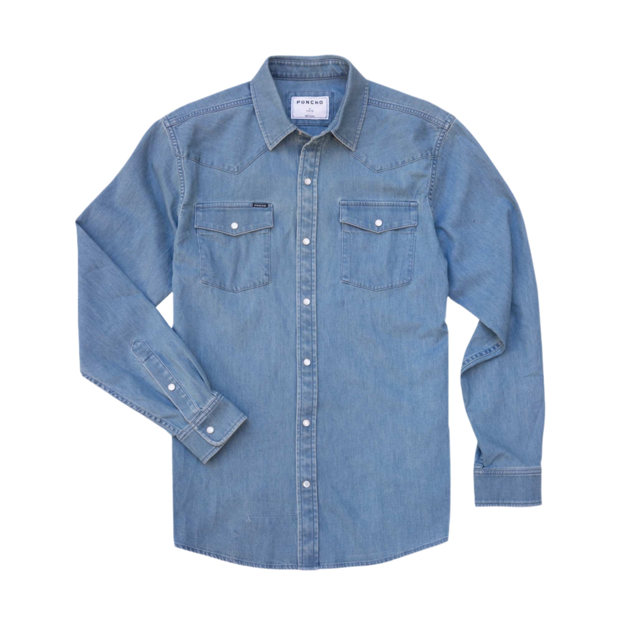 Men's Poncho Pearl Snap Work Shirt Fort Davis-Dnm - Crazy House Western Wear