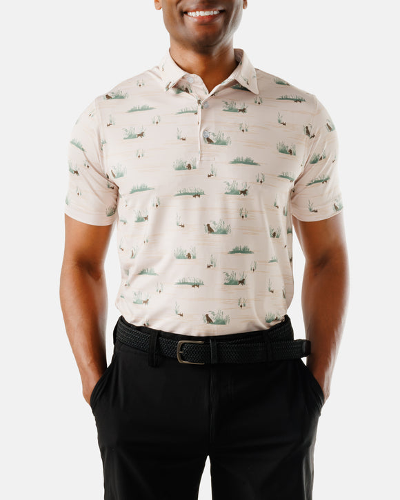 Waggle Men's Tan Fowl Play Polo
