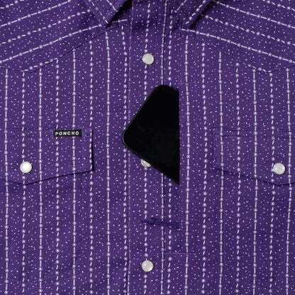 Men's Poncho "The Stockyard" Short Sleeve Pearl Snap Shirt