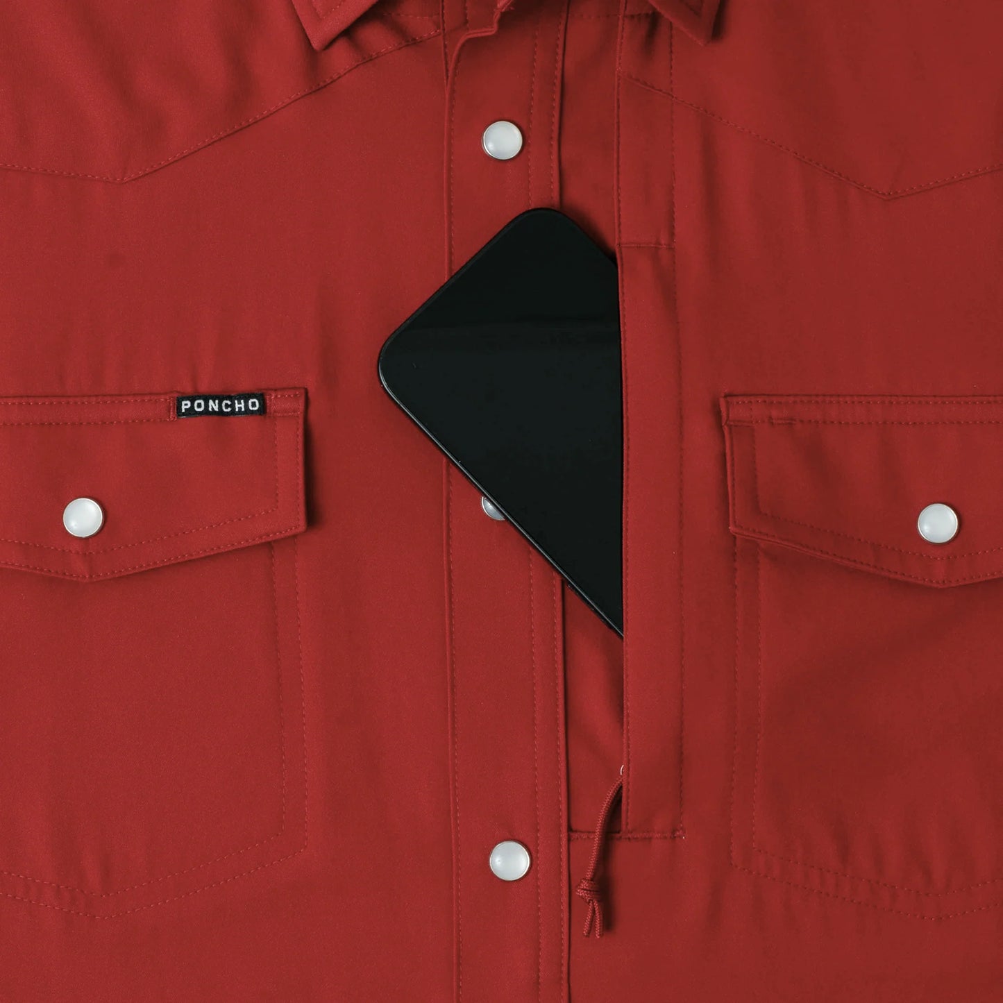 Men's Poncho "The Norman" Red Snap Up Short Sleeve Shirt