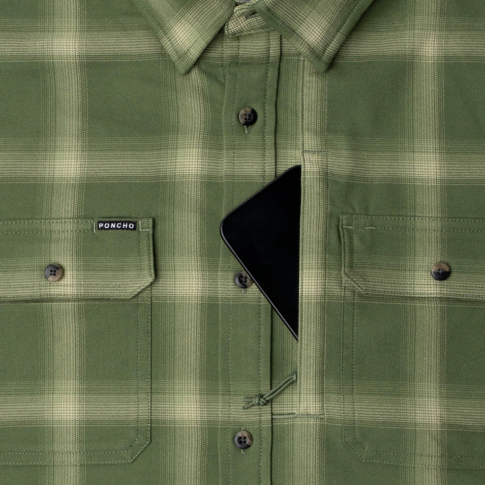 Men's Poncho Green "The Grand Junction" Long Sleeve  Button Up Shirt 