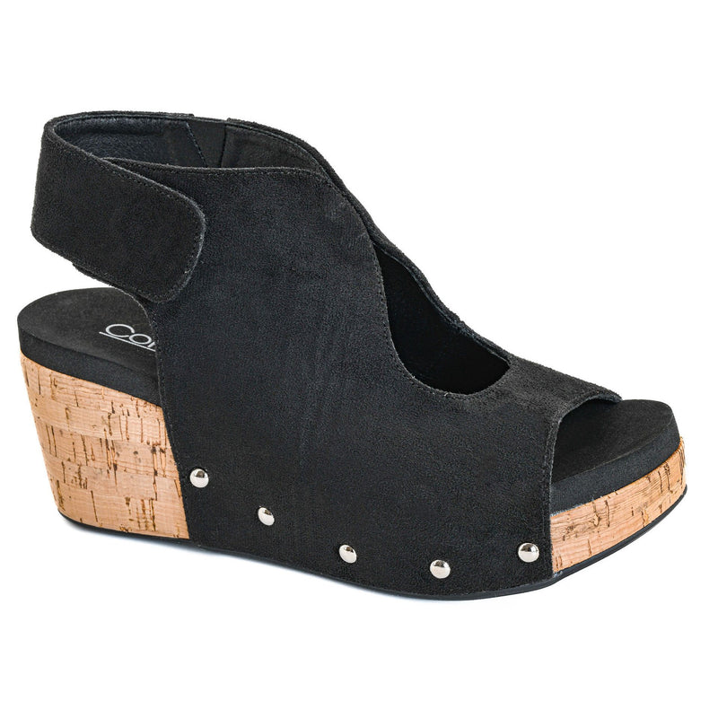 Women's Corky's Black "Frisky" Wedge Sandal 41-0356-BKFS