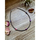 Bijoux Fab 5 Pink Dye Turquoise Choker and Sterling Silver Pearls CHO-NAV-130-TUR