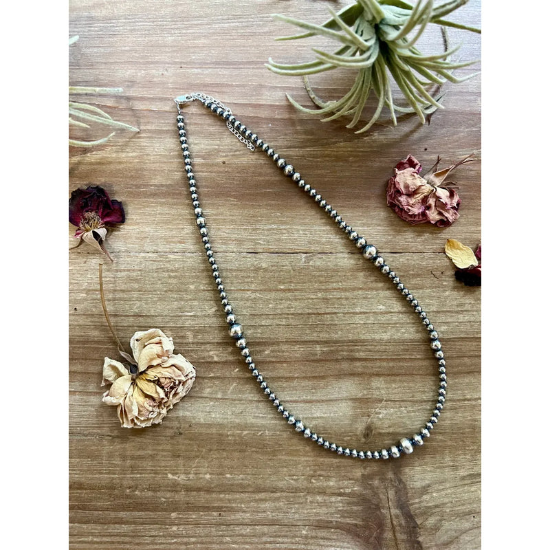 Bijoux Fab 18in Graduated Sterling Silver Pearls Necklace NEC-GRA-128-NAV