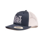 Navy and White Snapback with Crazy House Stitching - Crazy House Western Wear