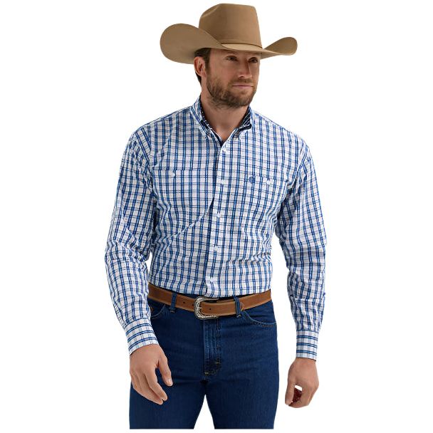 Men's Wrangler® George Strait™ Long Sleeve Button Down Two Pocket Shirt 112356613 - Crazy House Western Wear