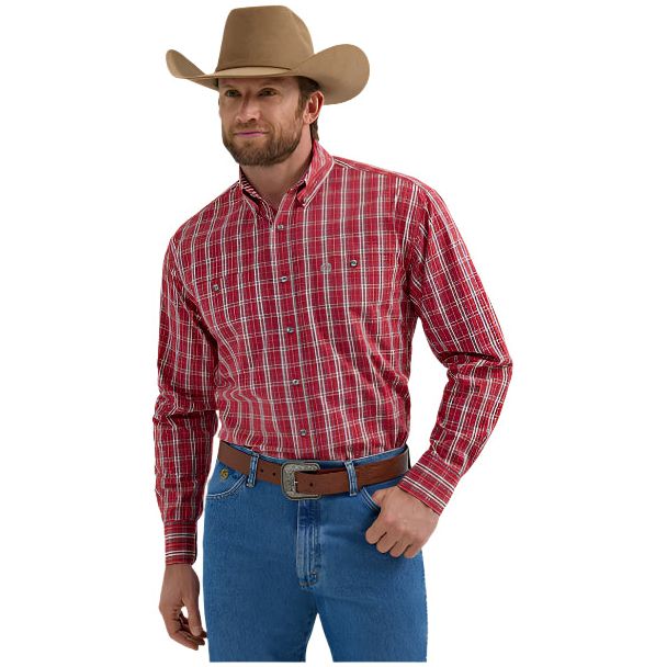 Men's Wrangler® George Strait™ Long Sleeve Button Down Two Pocket Shirt 112356635 - Crazy House Western Wear