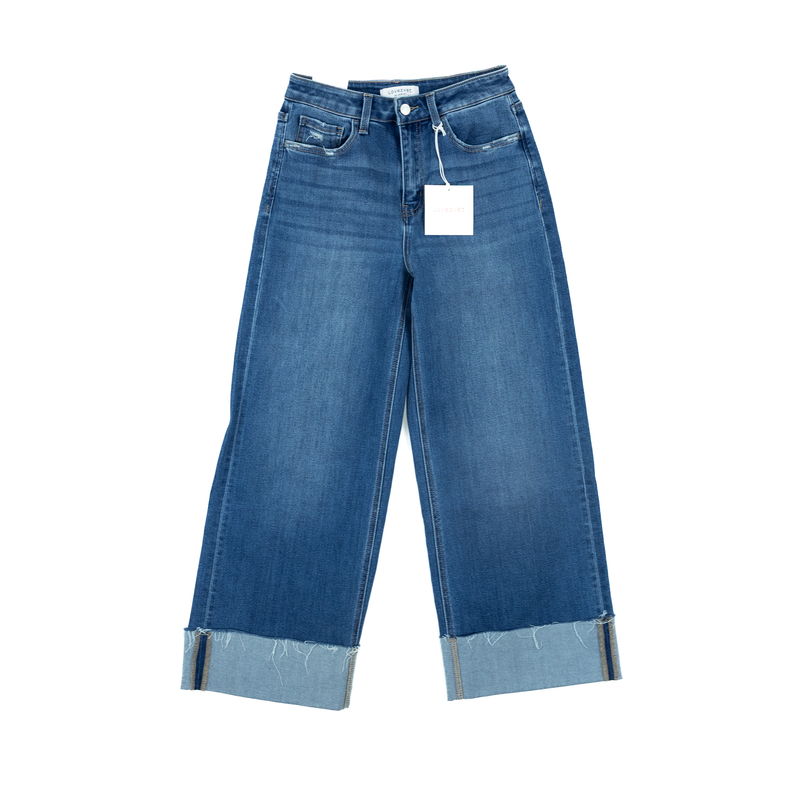 Women's Lovervet High Rise Cuffed Ankle Wide Leg Jeans LV1530