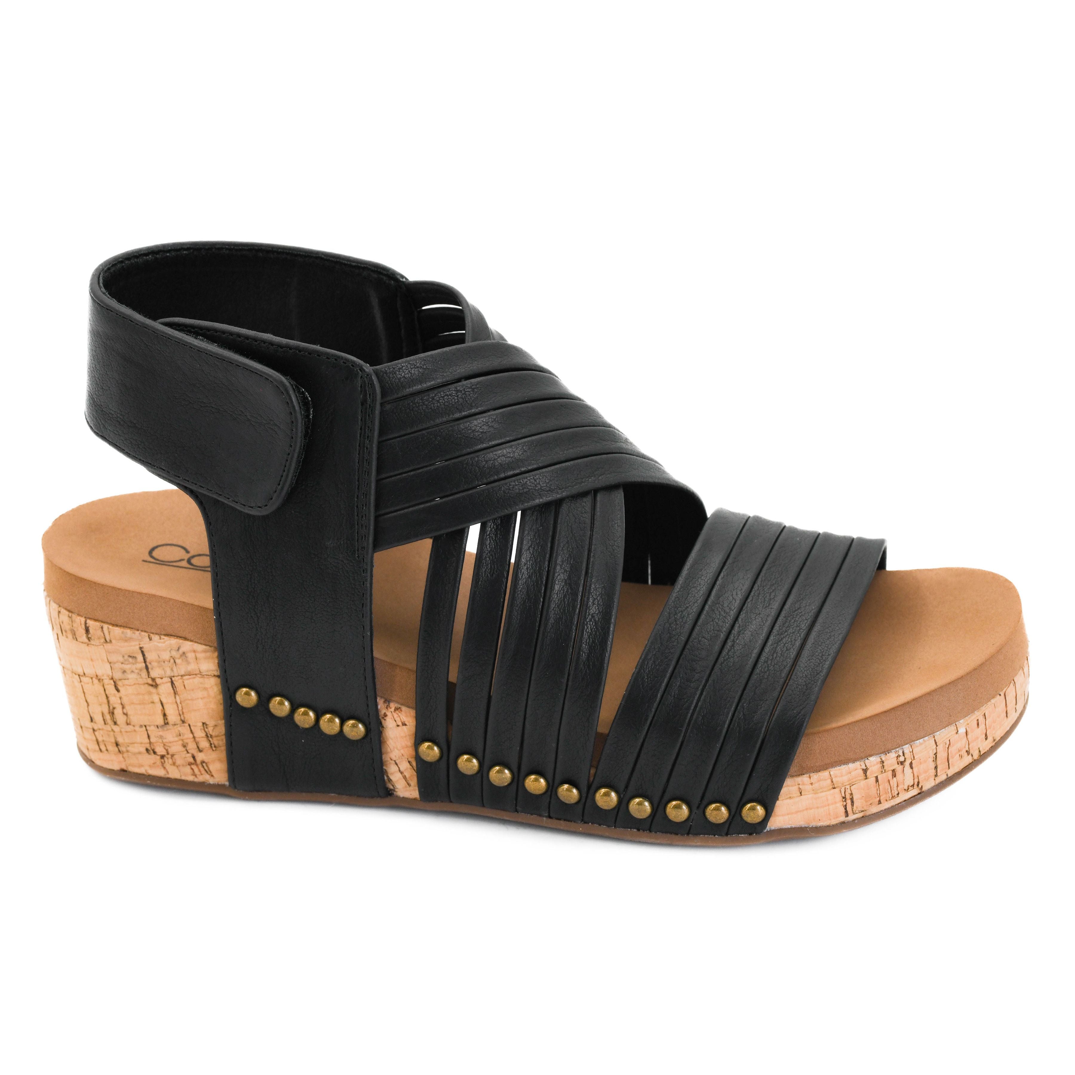 Women's Corky's Black "Good For You" Wedge Open Toe Shoes 41-0706-BLCK