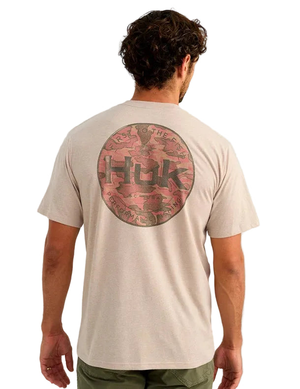 Huk Men's River Rock Heather Marlin Circle Pocket Tee H1000594-194