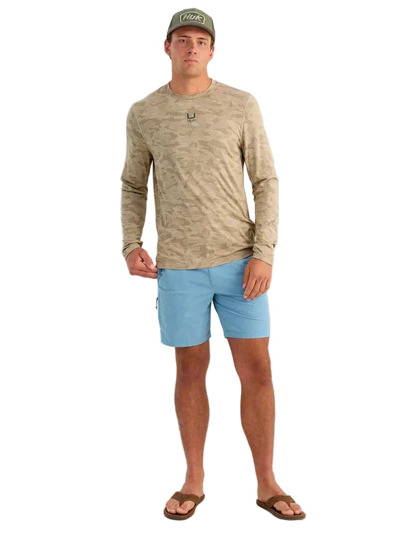Huk Men's River Rock Camo A1A Pro Long Sleeve Crew Shirt H1200742-188