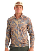 Huk Men's Starfish Tideloom Camo Airweight KC Print 1/4 Zip H1200751-190