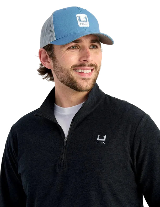 Huk Men's Black Heather Leeward Lightweight Fleece 1/4 Zip H1300119-003