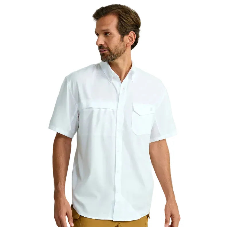 Men's Huk White Tide Point Short Sleeve Button Up H1500171-100