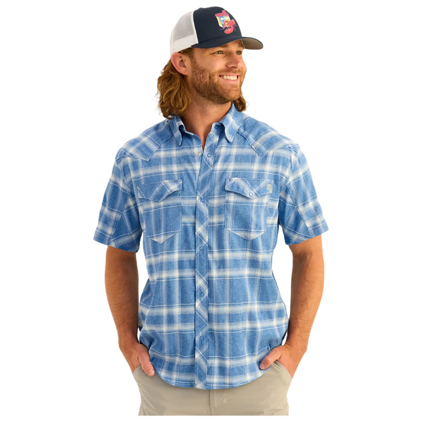 Men's Huk Diamond Back Plaid Short Sleeve Button-Down H1500205-460