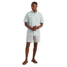 Men's Huk Heron Blue Mini Check Tide Point Short Sleeve Button-Down H1500220-395