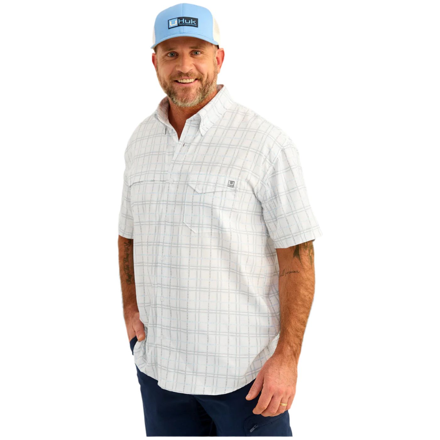 Men's Huk Tide Point Short Sleeve Button-Down H1500220-454 - Crazy House Western Wear