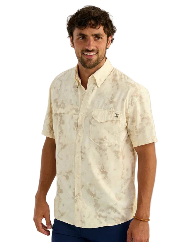 Huk Men's Egret Camo KC Tide Point Short Sleeve Button-Down H1500221-106