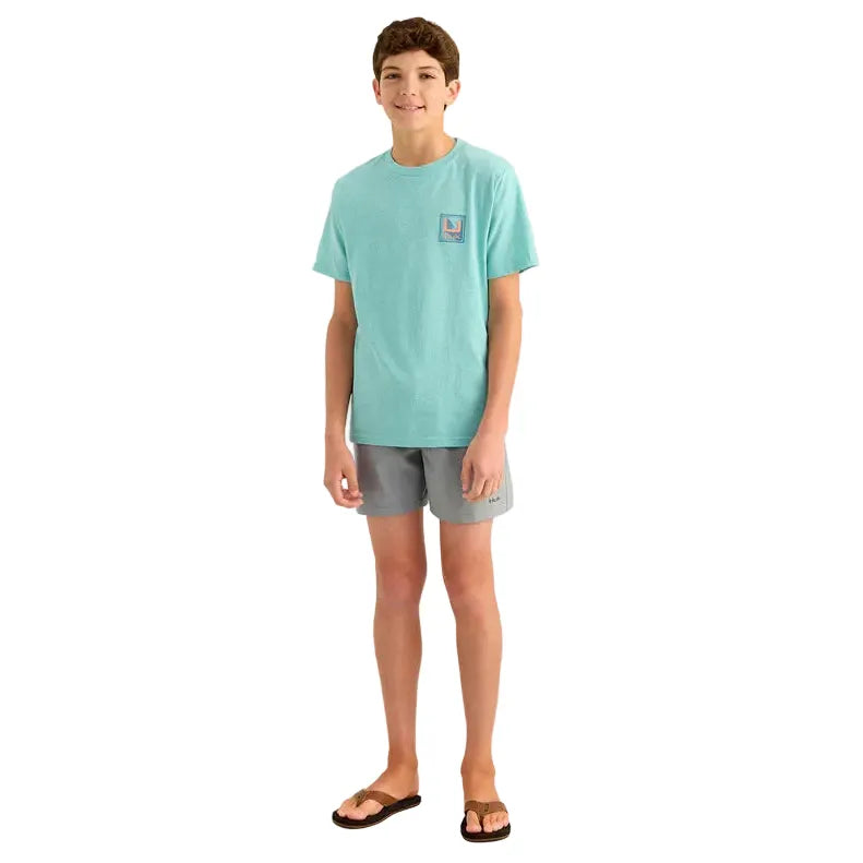 Boy's Huk Marine Blue Heather Rising Huk T-shirt H7100113-465