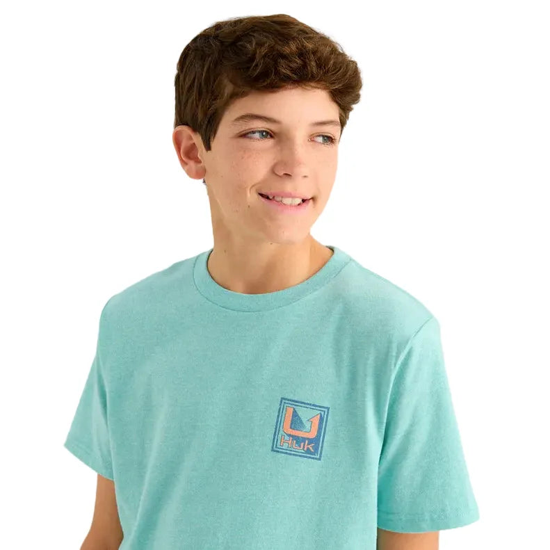 Boy's Huk Marine Blue Heather Rising Huk T-shirt H7100113-465