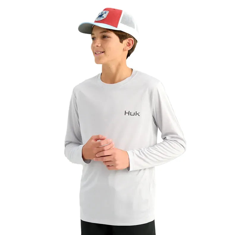 Boy's Huk Seagull KC Graphic Pursuit Performance Crew Long Sleeve Shirt H7120122-059