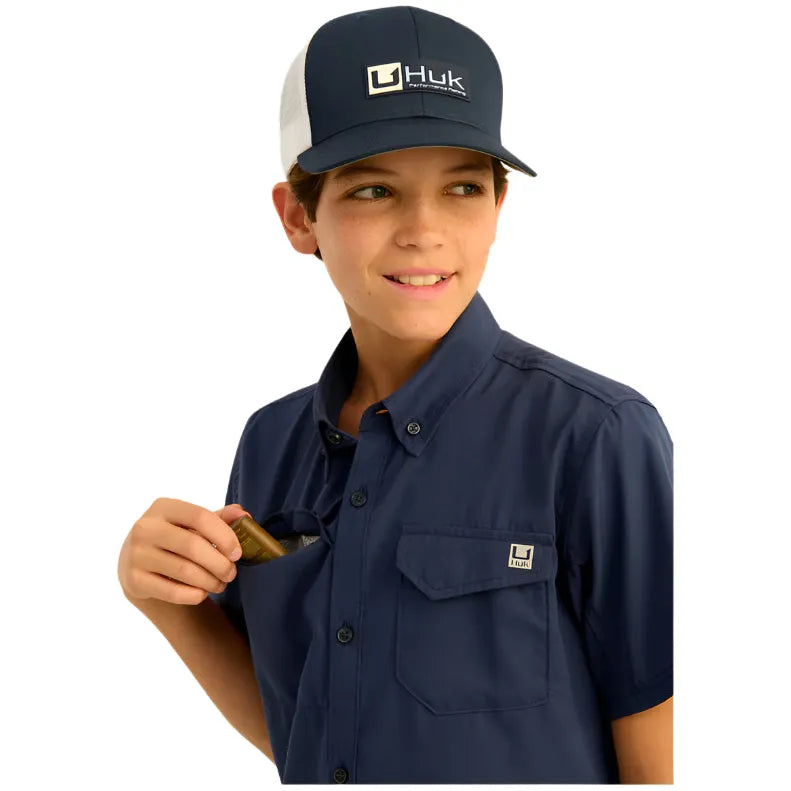 Boy's Huk Tide Point Short Sleeve Button Down H7150002-413 - Crazy House Western Wear