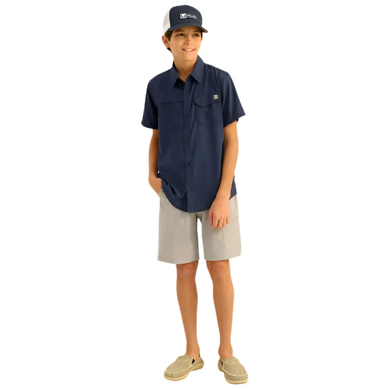 Boy's Huk Tide Point Short Sleeve Button Down H7150002-413 - Crazy House Western Wear