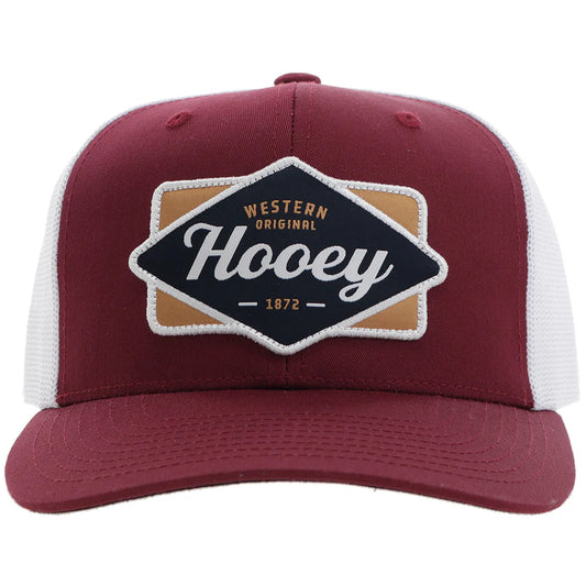 Hooey "Diamond" Red and White Cap with Black and Tan Patch 2422T-RDWH